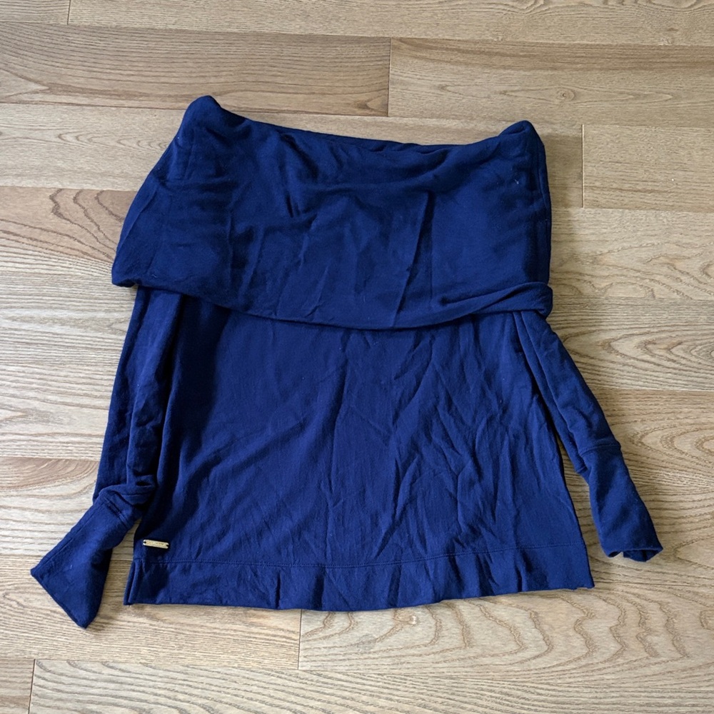Lilly Pulitzer Navy Off-the-Shoulder Sweater